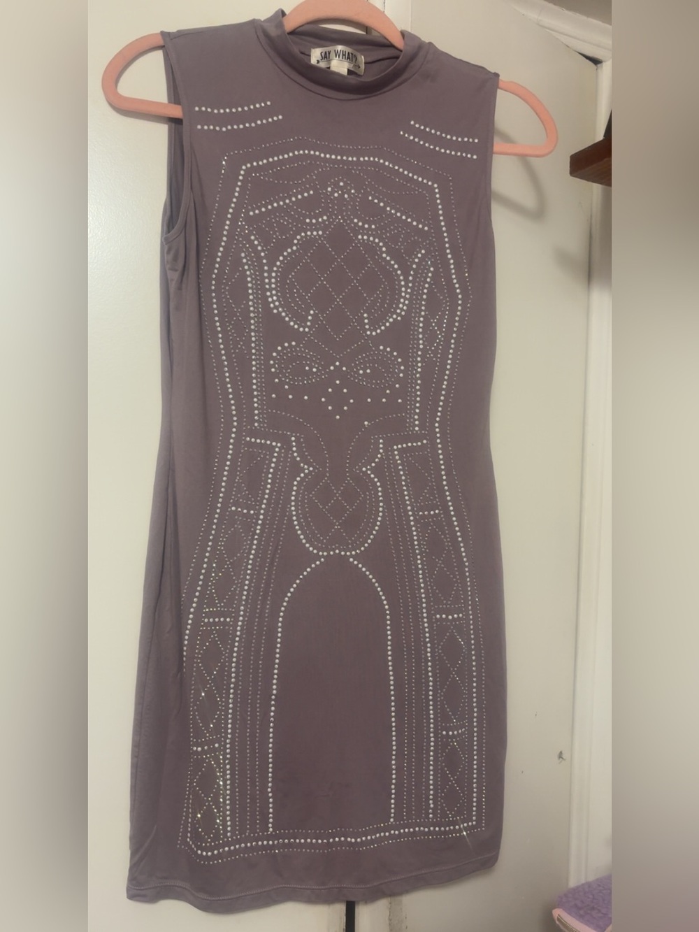 Sleeveless Embellished Taupe Bodycon Dress
